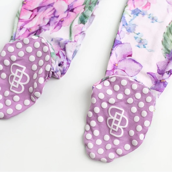 Bums & Roses Natural Bamboo Ruffle Baby Footie - Picture 3 of 7